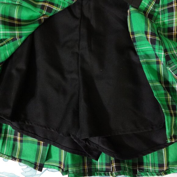 HOT TOPIC Size S Green Plaid Skort Buckles Shorts Skirt School Y2K Academia - Picture 4 of 6
